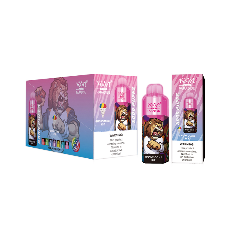 Wholesale Custom RGB Glow Light 8000 Puffs R&M Paradise Mesh Coil Oil-Coil Separated Disposable Electronic Cigarette Vape 