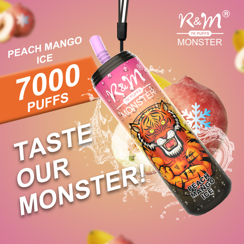 Cola Can 15ML E Juice Rechargeable R&M MONSTER 7000Puffs 5% Salt Nicotine Mesh Coil Electronic Cigarette With Lanyard