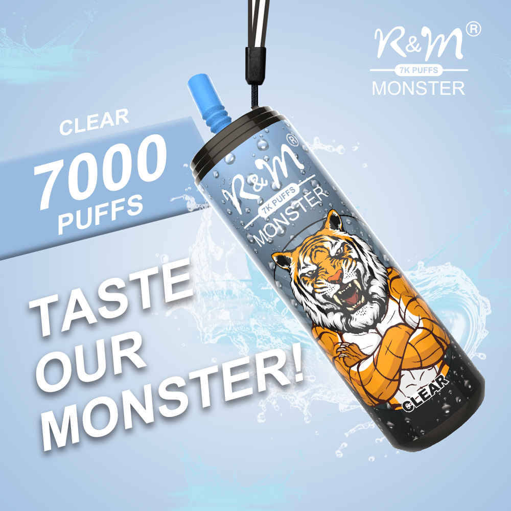 Cola Can 15ML E Juice Rechargeable R&M MONSTER 7000Puffs 5% Salt Nicotine Mesh Coil Electronic Cigarette With Lanyard