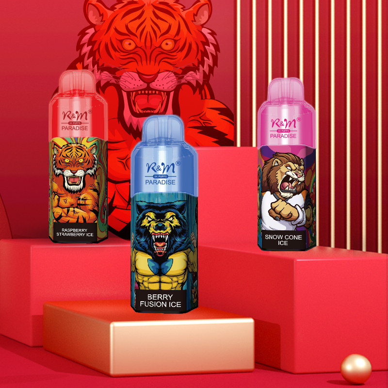 Oil-Coil Separated 8000 Puffs R&M PARADISE Mesh Coil Elux Version OEM LOGO Rechargeable Battery Adjustable Airflow Ecigarette
